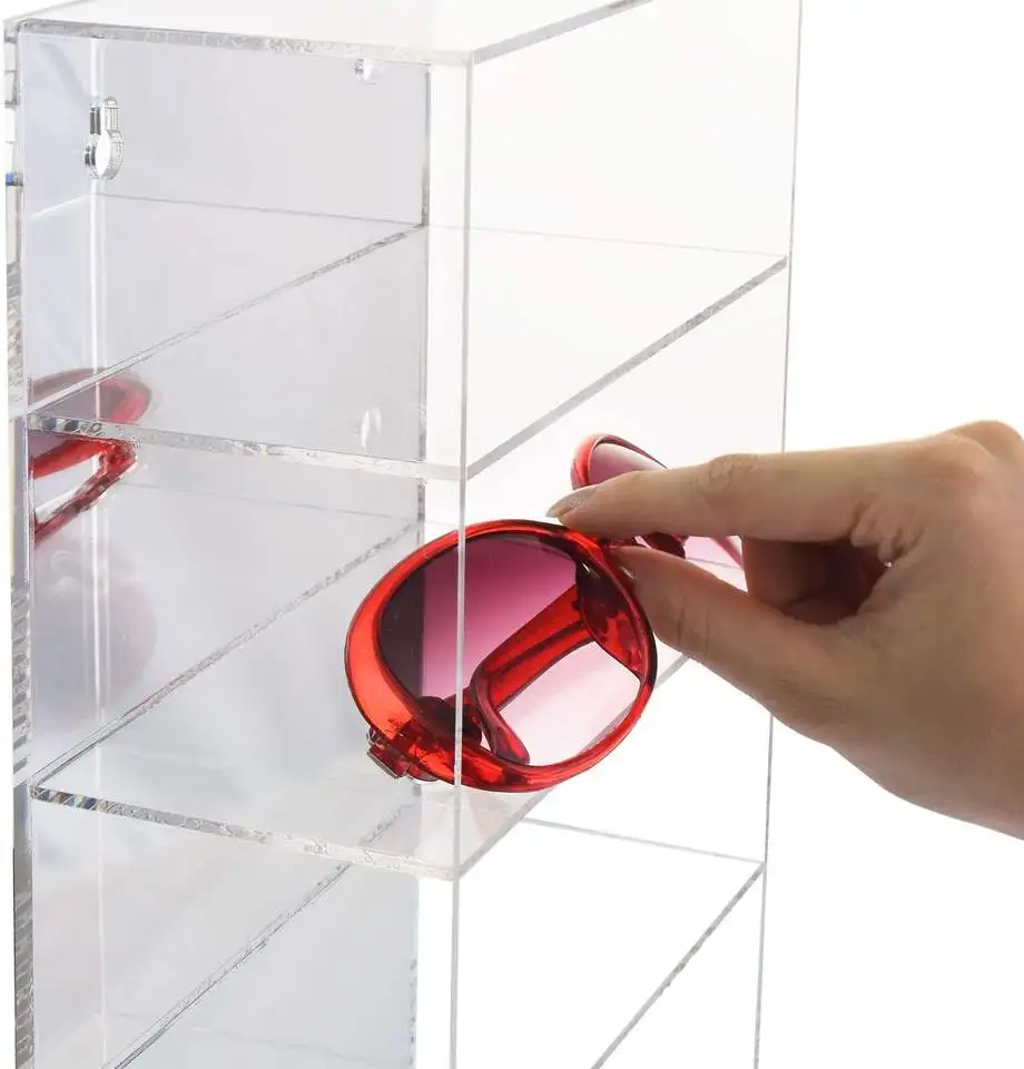 Wall mount acrylic glasses display box cabinet rack Wall-mounted glasses display case for retail optical shop