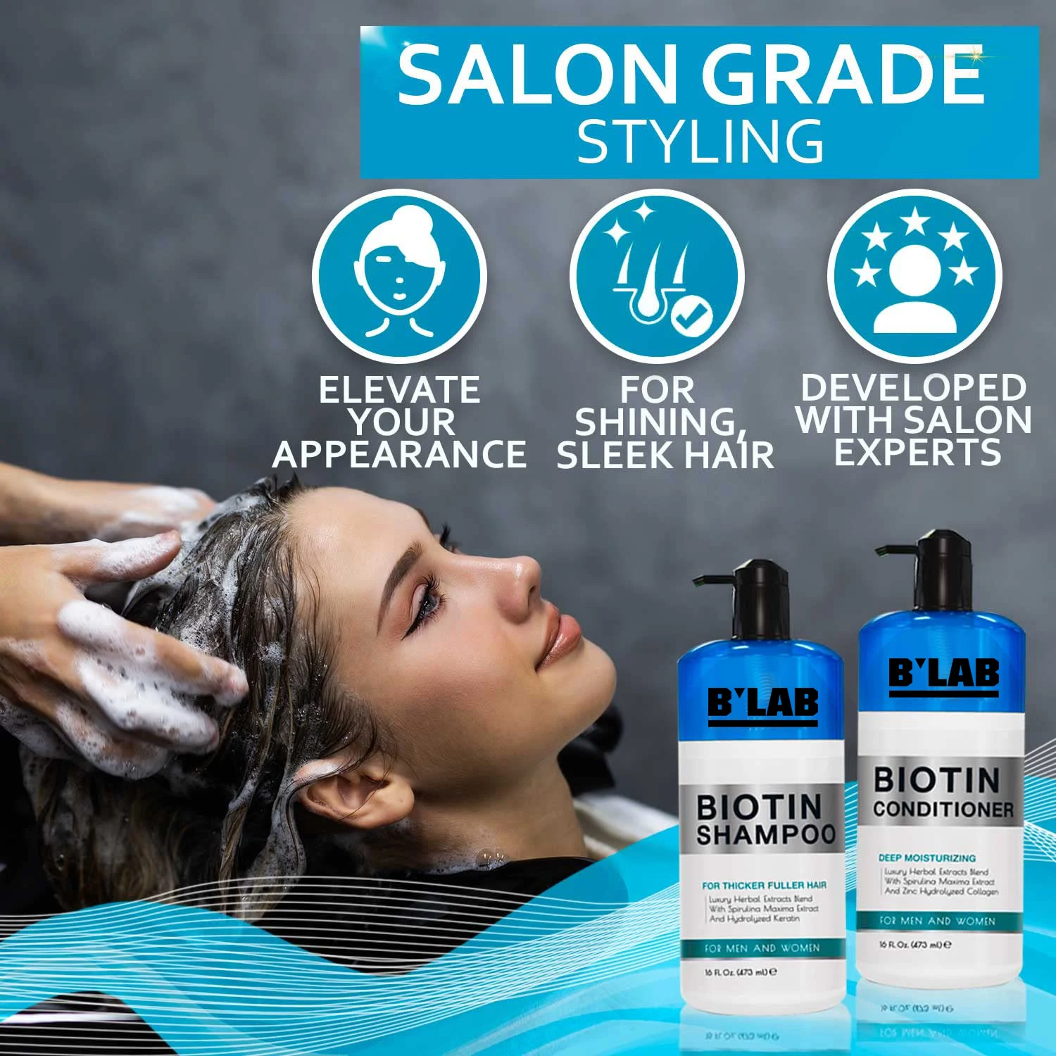 Custom Manufacturer Biotin Sulfate Free Moisturizing Curly Hair Care Herbal Keratin Volume Shampoo and Conditioner for Hair