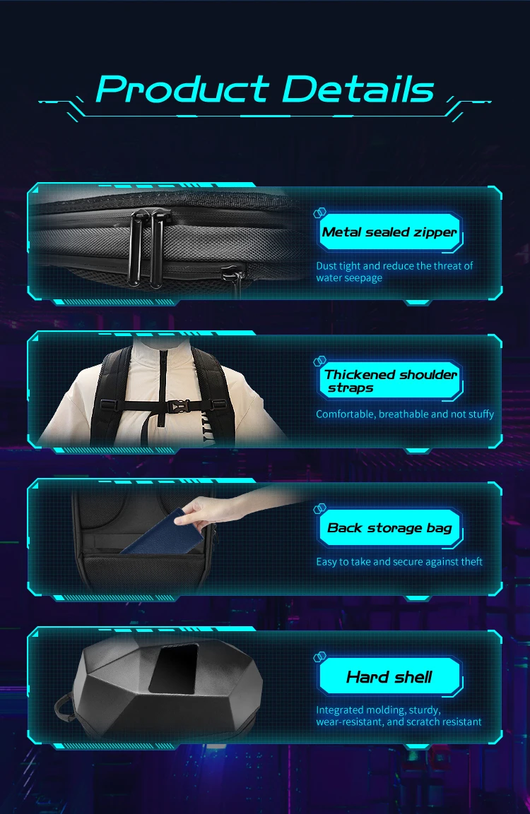 CRELANDER LED Black Motorcycles Knight Backpacks SE Bluetooth Shoulder Bag Outdoor Backpack With Eyes