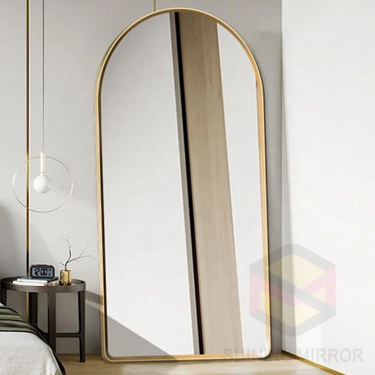 Arch Aluminum Alloy Frame Metal Large Floor Wall Mounted Hanging Standing Living room Floor Mirrors