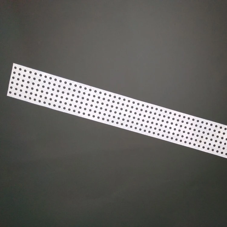 custom high visibility 5cm width silver reflective sew on perforated punched hole polyester TC fabric tape for safety clothing