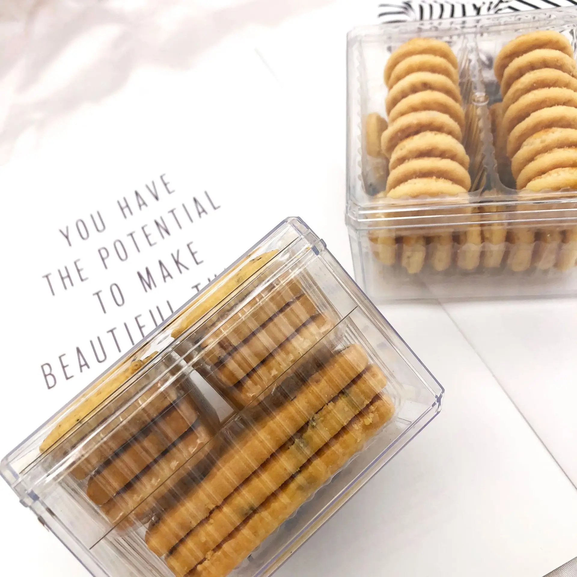 Custom ps hard  transparent plastic wedding party candy cookie tiramisu cake packaging container