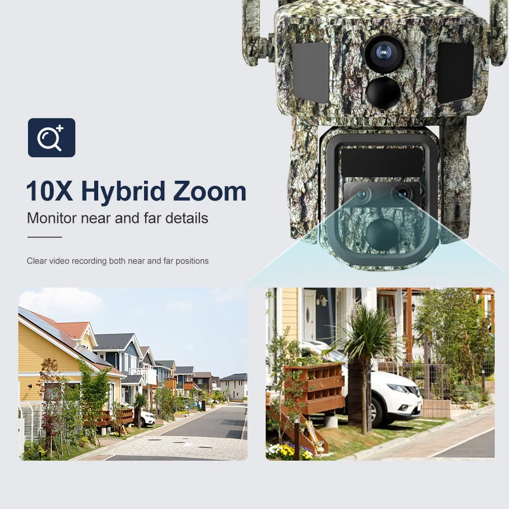 LS VISION Dual Lens Outdoor 10X Optical Zoom Ip Wireless Security Ai CCTV Solar Powered Wifi Ptz Surveillance Solar Wifi camera