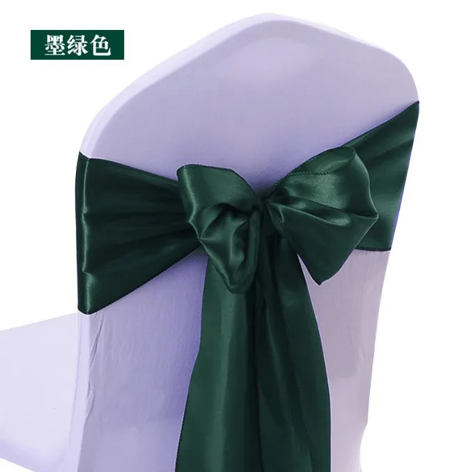 Newest Style Flower Ribbon Bows Green Satin Chair Sash Cheap Wedding Chair Sash