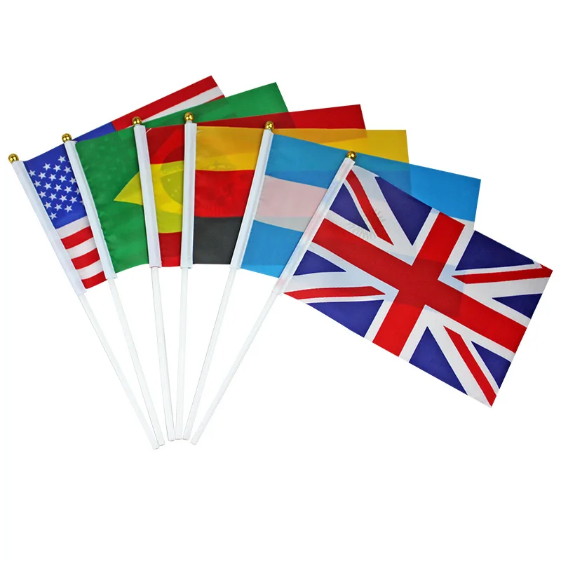 Chinese manufacturer wholesale silk screen printing usa hand flag custom size hand flags with stick