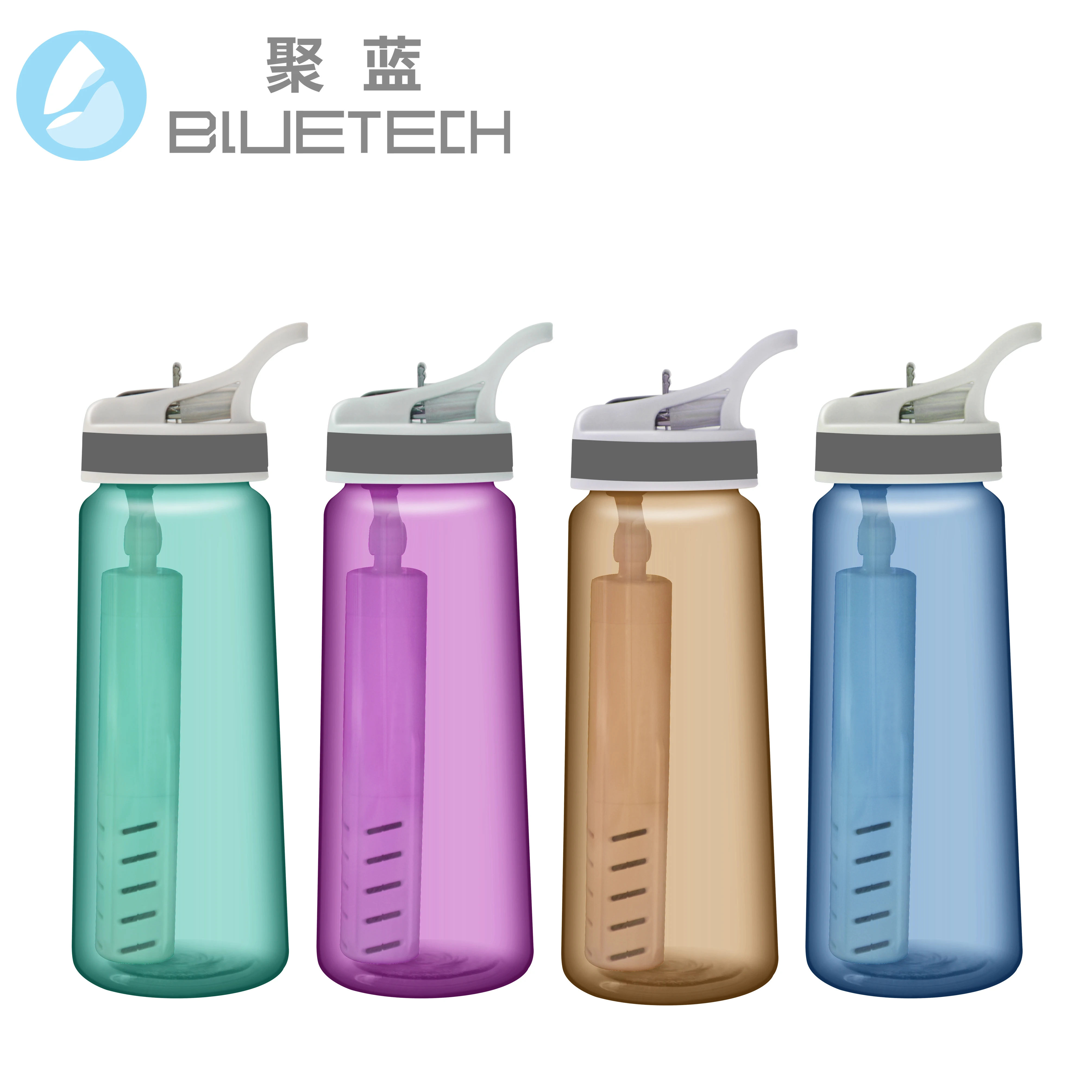 Fashionable unique BPA free 600ML sports Carbon water filter bottle with Custom Logo for camping hiking