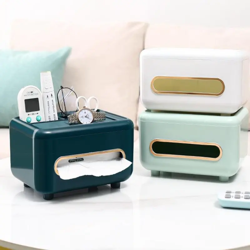 Multifunctional Tissue Box Living Room Desktop Organizer Remote Controller Glasses Pencil Holder Paper Towel Storage Box