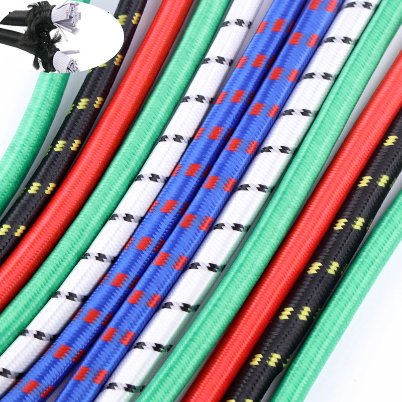 Wholesale 2Mm 3Mm 4Mm 5Mm Custom Braided Round Polyester colored Elastic Cord  Rope  Rubber Latex Cord