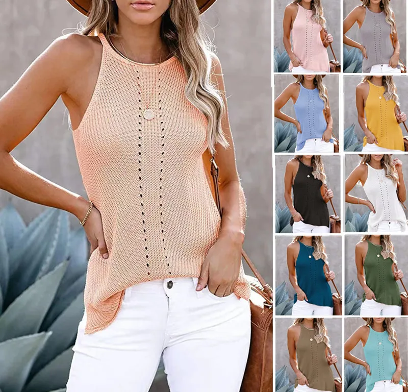Beach Knitted Ladies Clothing Summer Sleeveless Spring Sweat Vests For Women Long
