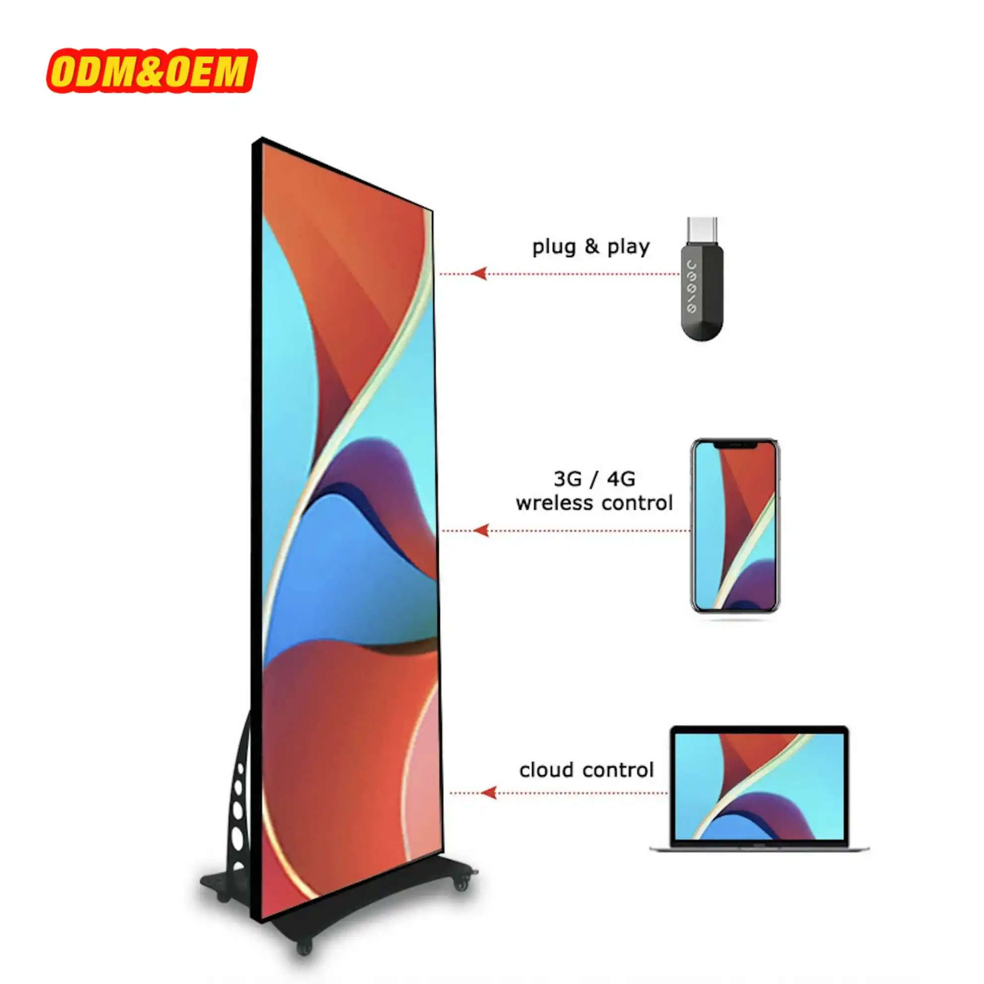 Outdoor LCD digital signage touch screen advertising display kiosk digital wall display for OEM ODM
