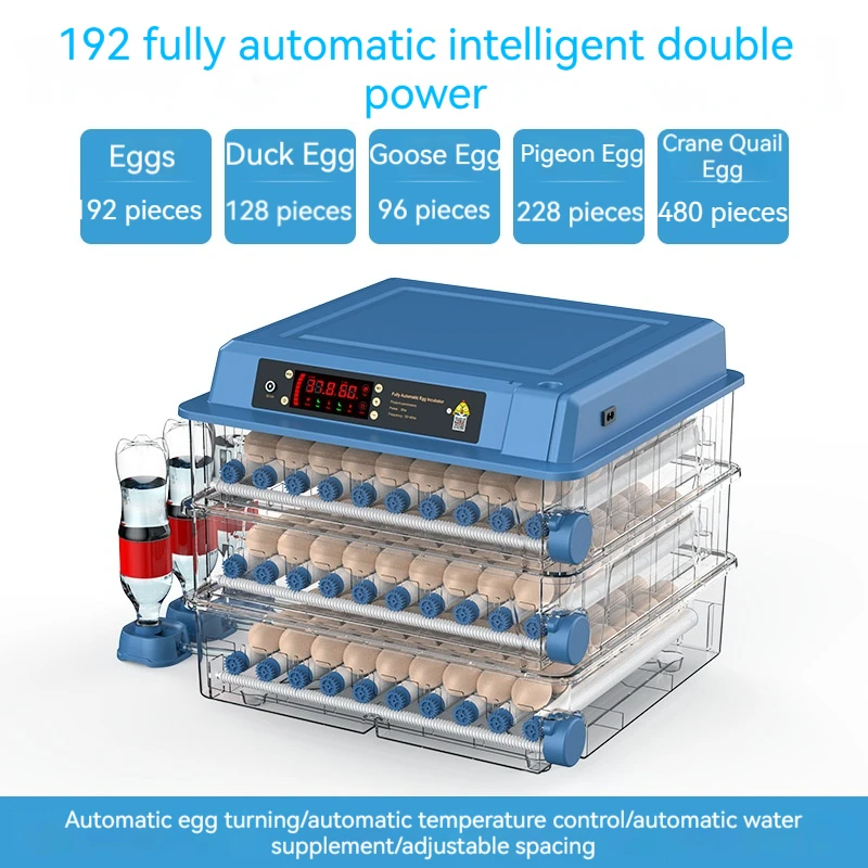 Automatic Temperature Hot sale 192 Egg Incubator Hatcher Digital Goose Capacity Chicken Turning Control Energy-saving small Size