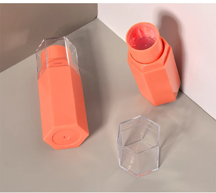 Wholesale  custom 3ml Hexagon shape empty glaze tube lip gloss container Plastic bottle sample cosmetic packaging material 5