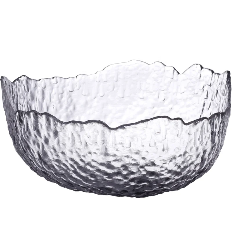 
Manufacturer Modern Style Luxury Transparent Irregular Edge Glass Salad Bowl 