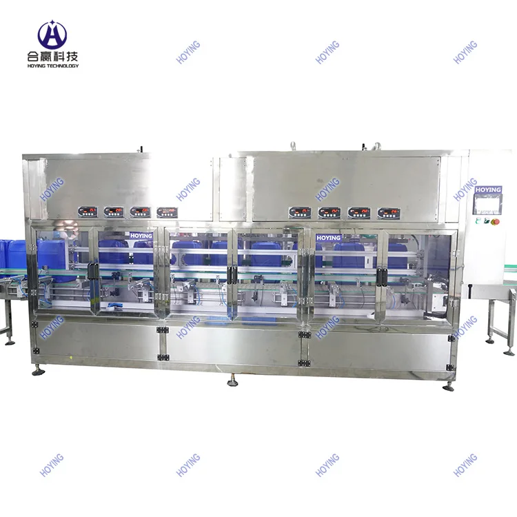 HOYING HYCZ-08 full automatic motor oil packaging machine 20/25 litres drum/bucket/jerry can filling machine by weight dosing