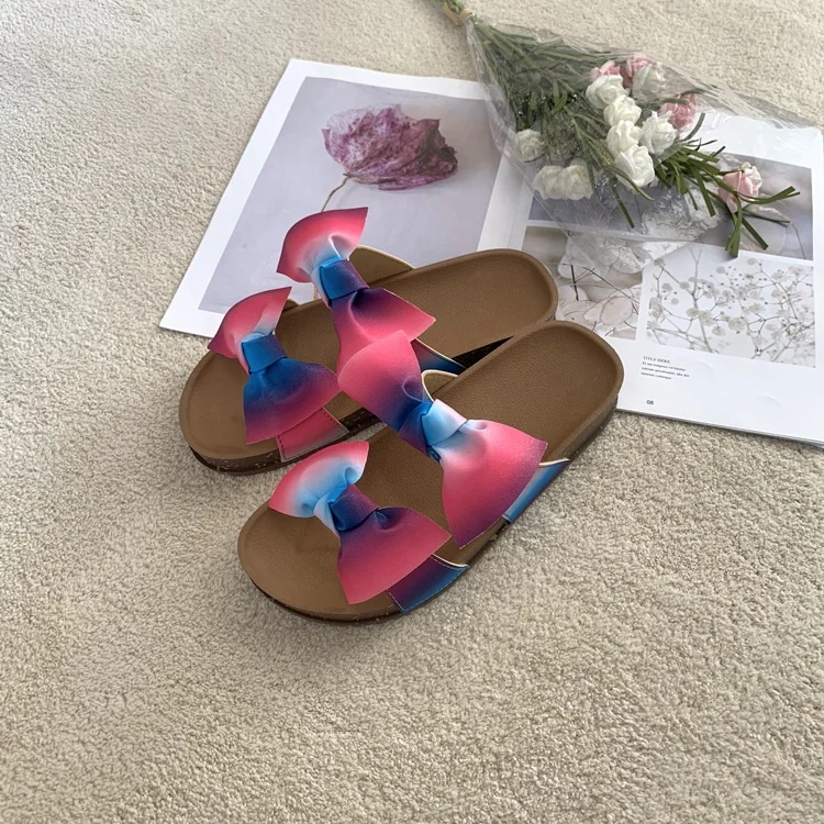 designer sandals 2021 new fashion shoes with colorful and beautiful bows cork sole anti-slippery open toe for women in best material
