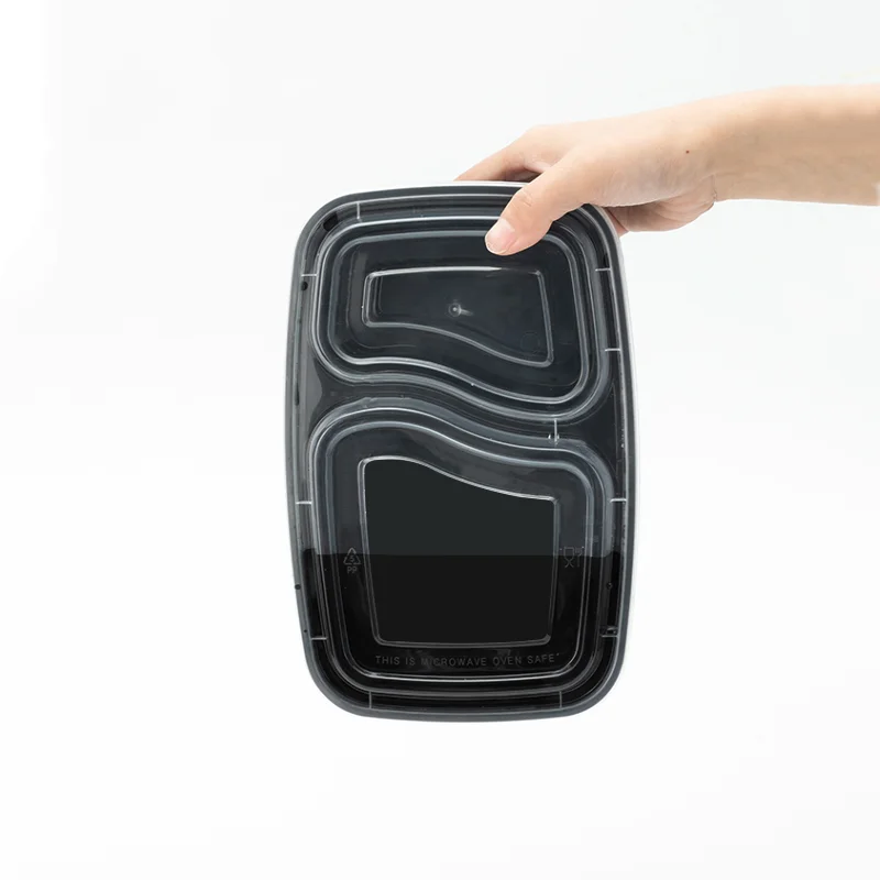 wholesale KFC quality microwave freezer clear plastic 2 compartment disposable food container with plastic lids