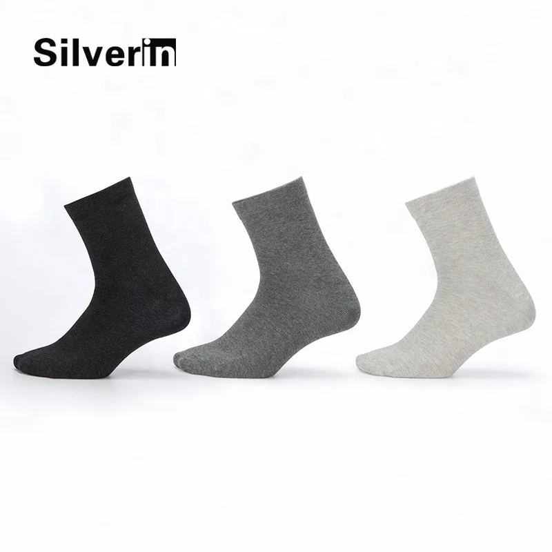 Daily work silver anti-bacterial anti-odor calf men socks