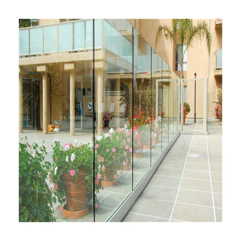 ACE custom Balustrade Handrail U channel aluminum Base Balcony Glass  Tempered Glass Stair  Balcony  glass fence