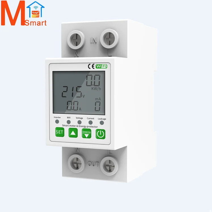 Tuya WiFi Smart Circuit Breaker Earth Leakage Over Under Adjustable Voltage Protector Relay/Energy Meter