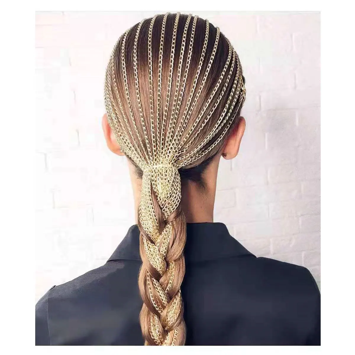 Wholesale Street fashion Women Styling Accessories Metal Golden Aluminum Chain Link Hair Clip With Tassel