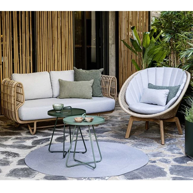 YASN Double Out Door Balcony Morden Backyard Rattan Sofa Set Patio Outdoor Furniture Rattan Garden Sofa Outdoor Couch