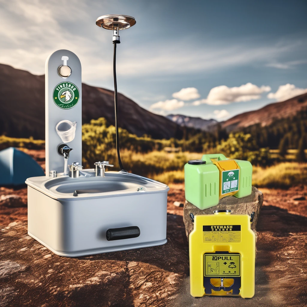 14-Gallon Yellow ABS Mobile Storage Bucket with Wheels Canvas Upper for Emergency Eye Wash Station