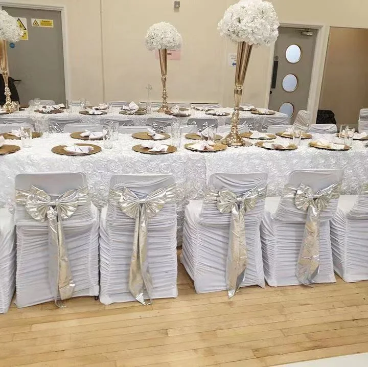 Shiny Decorative Party Metallic Spandex Chair Sashes for Wedding