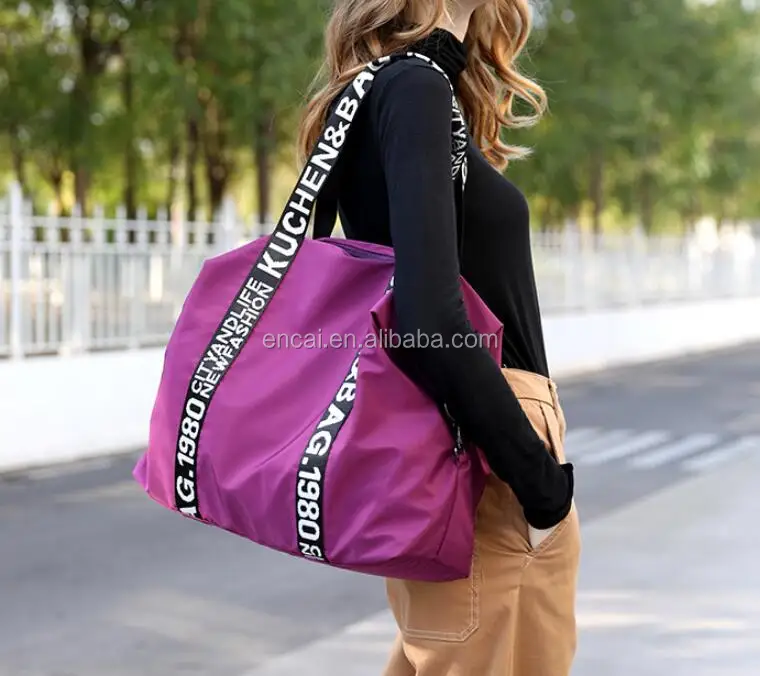 Encai Foldable Travel Bag Large Capacity Duffel Bag Cheap Excursion PINK Shoulder Bag