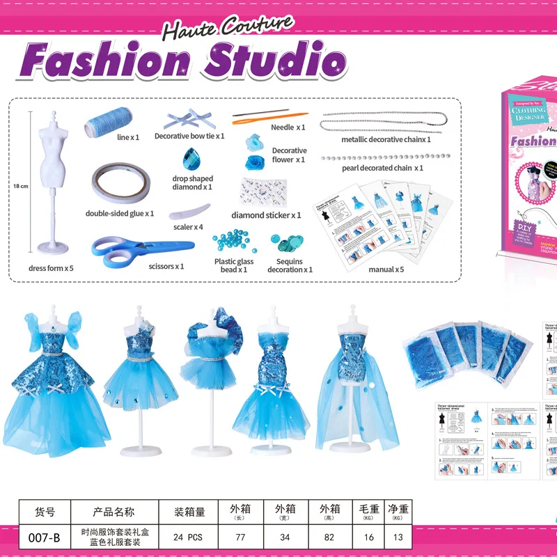 Creativity DIY Arts & Crafts Handmade Kids Fashion Designer Kits For Girls Sewing Kit Birthday Gift Idea Wedding Dress