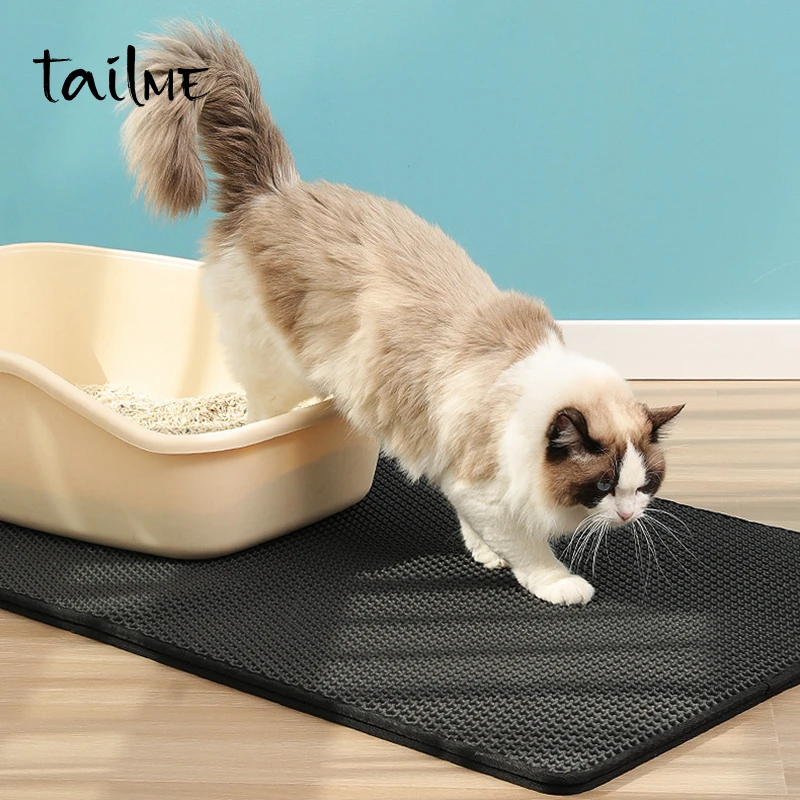 2023 new eco friendly double layer colored floor non-slip eva waterproof cats sand trapping tray mat pet cat litter mat