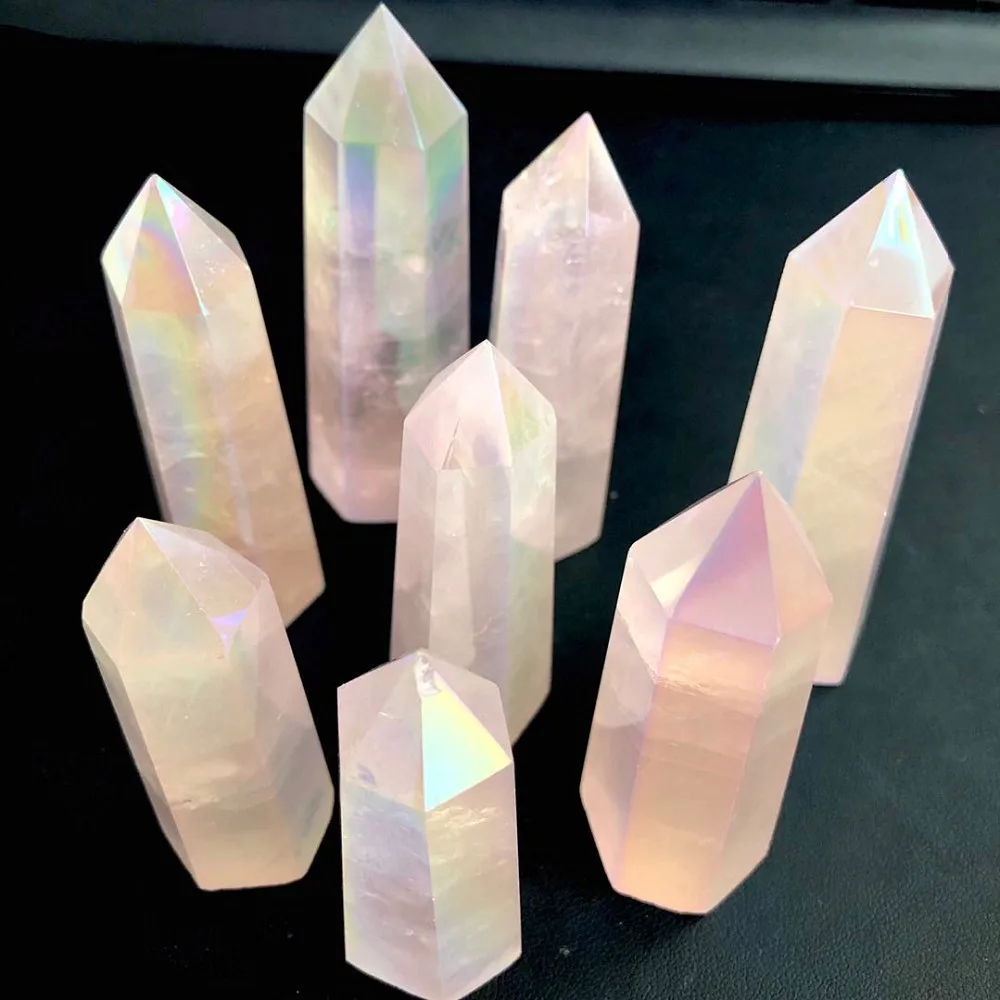 Природные Fengshui Healings Рейки Кристалл полированный Ангел Aura розовый кварц точечная палочка