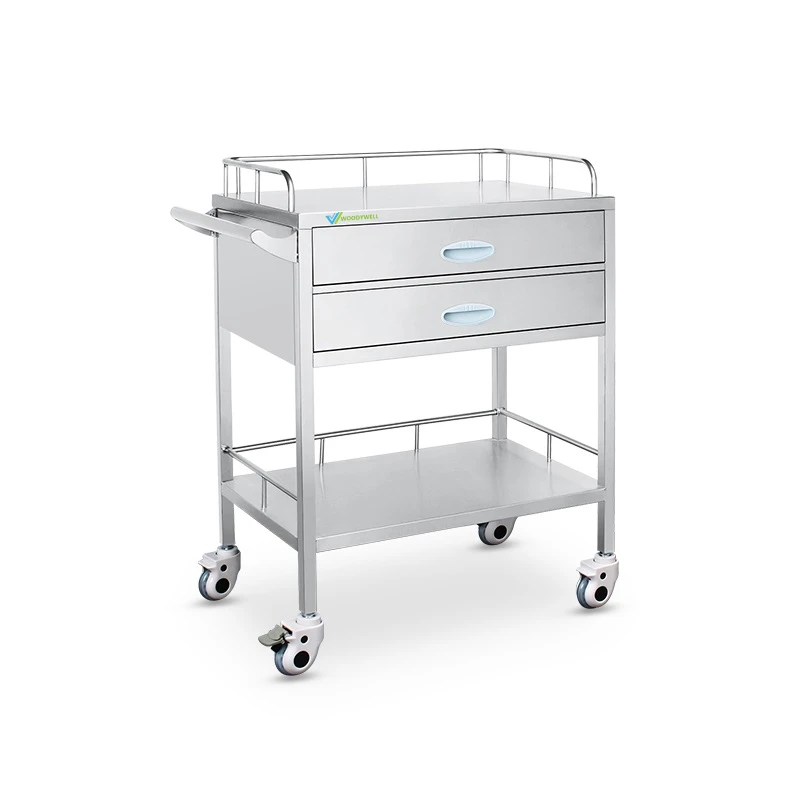 Hospital Furniture Clinic Equipment Stainless Steel Instrument Trolley