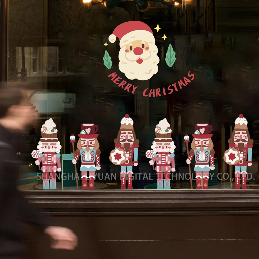 Рождественская витрина для автомобиля статическая пластиковая Съемная Радужная прозрачная оконная наклейка стеклянная пленка