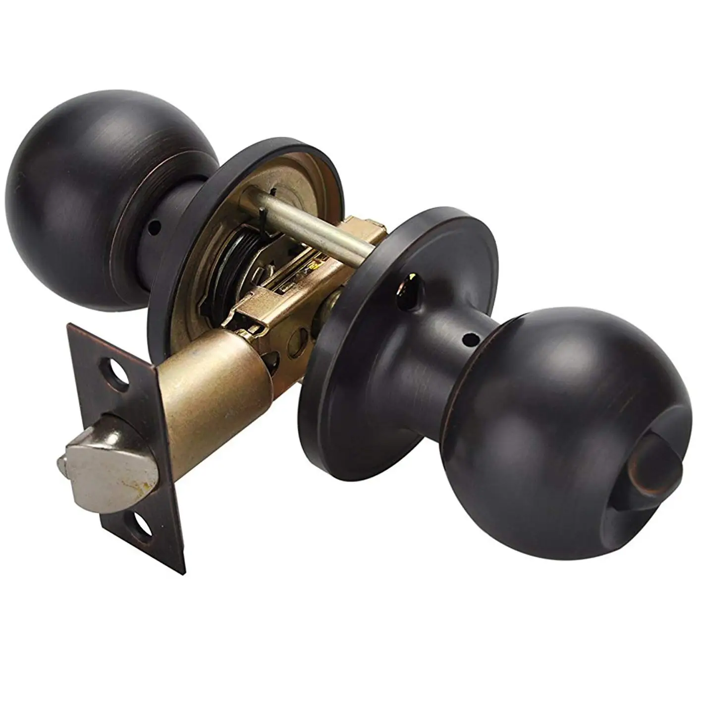 Ferreteria Stainless Steel Black Safety 3 Keys Brass Cylinder Door Lock Tubular Knob Locks