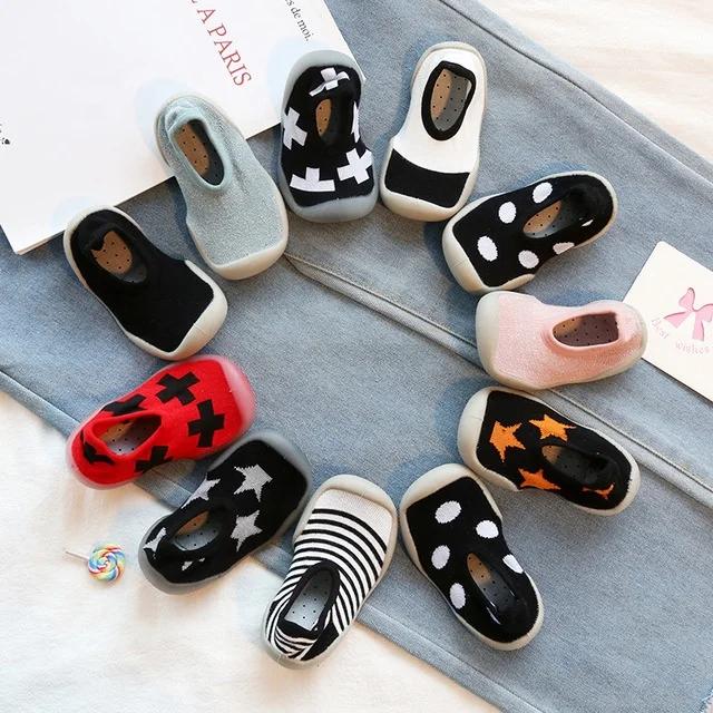 Kids Lovely Cotton Toddler Non slip Soft Baby Shoe Socks With Rubber Sole