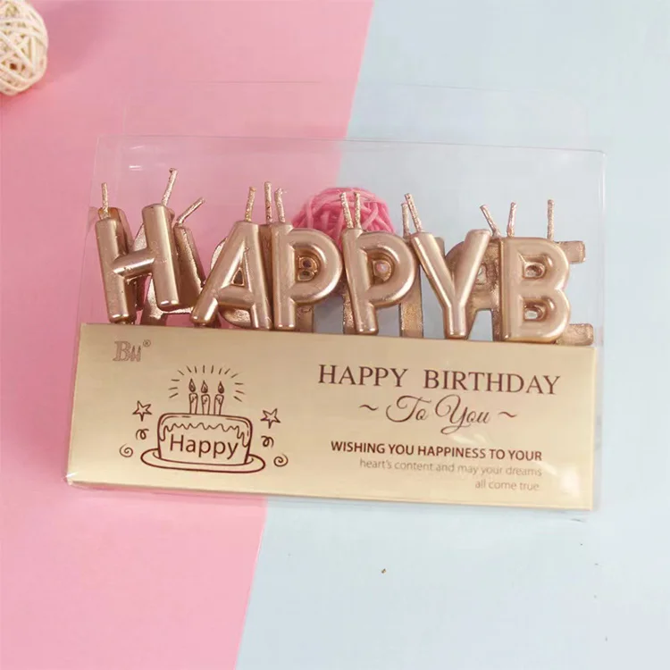 Wholesale Colorful Sparkling Happy Birthday Letters Cake Candle for Party Decorating Cake Candles