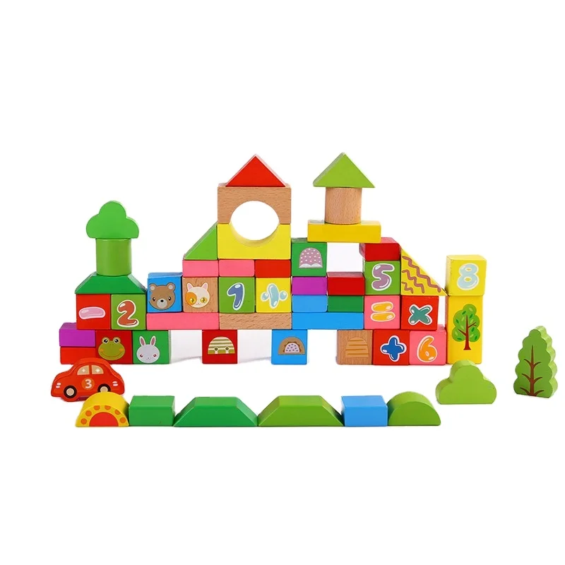 wooden building block Wholesale Educational Building Blocks Toy For Kids Children Assembling DIY Toy Factory Direct Sale OEM/ODM
