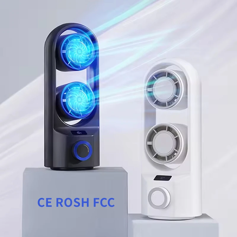 IMYCOO New Arrivals 4000mAh Rechargeable Cooling Double Table Tower Fan Custom Logo Portable Electric Rotating Mini Desk Fan