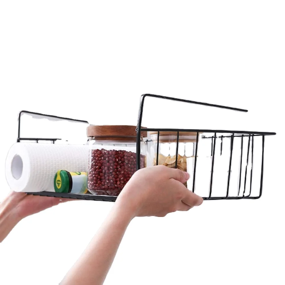 wholesaler&manufacturer 550-12B Metal wire hanging kitchen drawer organizer under shelf basket