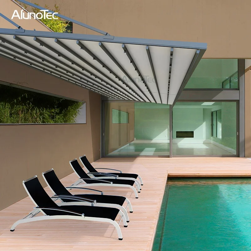 House Wall Hanging PVC Fabric Aluminum Gazebo Louvre Pergola Patio Cover Retractable Roof Awnings Canopy Roofs