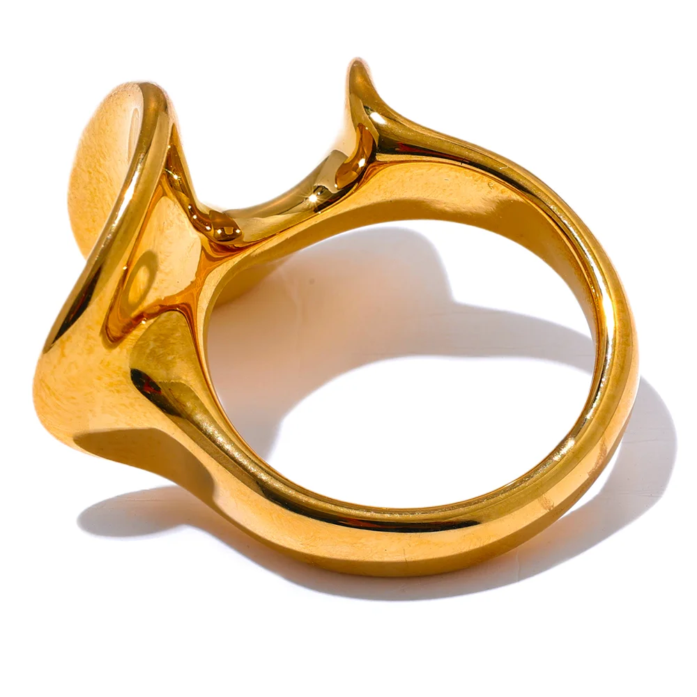 JINYOU 2883 Stylish Unique Stainless Steel Irregular Geometric Ring Personalized Smooth Metal Rust Proof Finger Jewelry