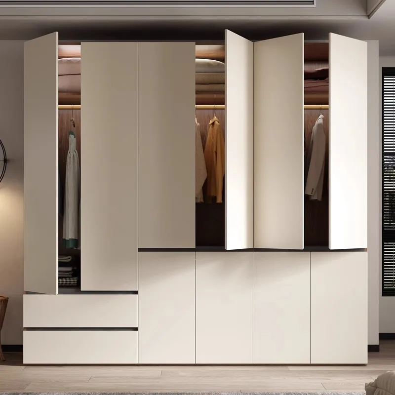 Large wardrobe 60cm depth segmented invisible handle home bedroom small apartment split cabinet