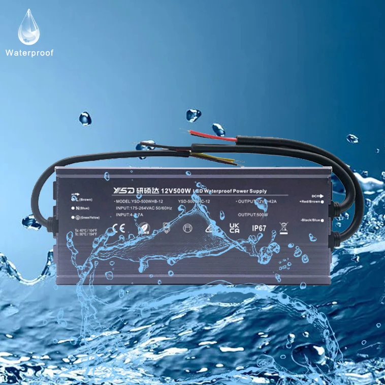 CE/RoHS/BIS Approved High Power 500w Led Driver 110v-220v IP67 Waterproof Constant Voltage LED Power Supply