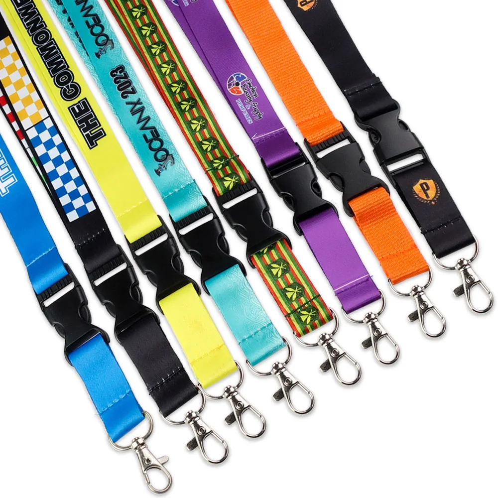 Customised promotional screen printed neck lanyards printing custom logo sublimation polyester anime lanyard with logo custom