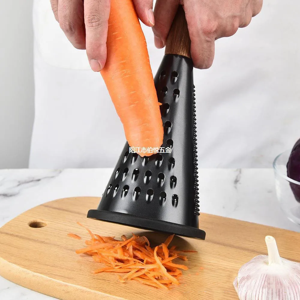 8 inch conical stainless steel grater Kitchen multi-purpose melon, fruit, potato and vegetable cutting wood handle