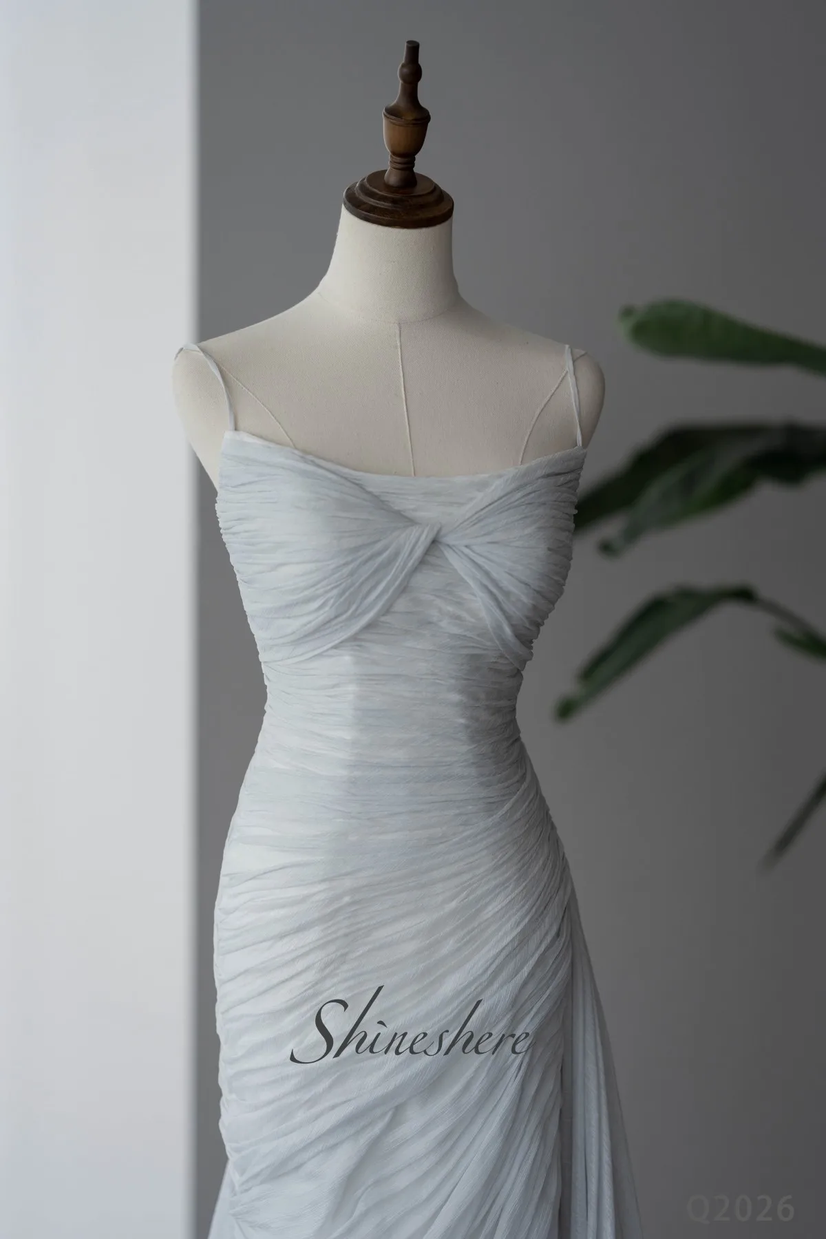 Wedding Dress Evening Dress Prom Party Dinner Reception Silver Grey Draped Chiffon Pleating Ruching Greek Godness Elegant Boho