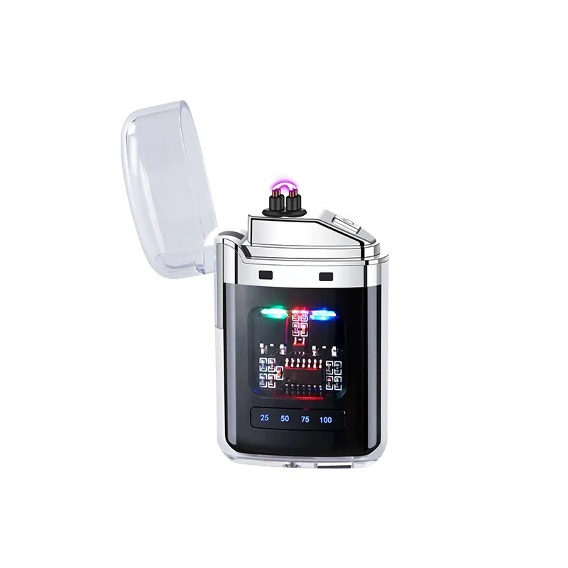 Electric Lighter with Digital Display Type C Rechargeable USB Plasma Arc Lighter Windproof Flameless Cool Lighter