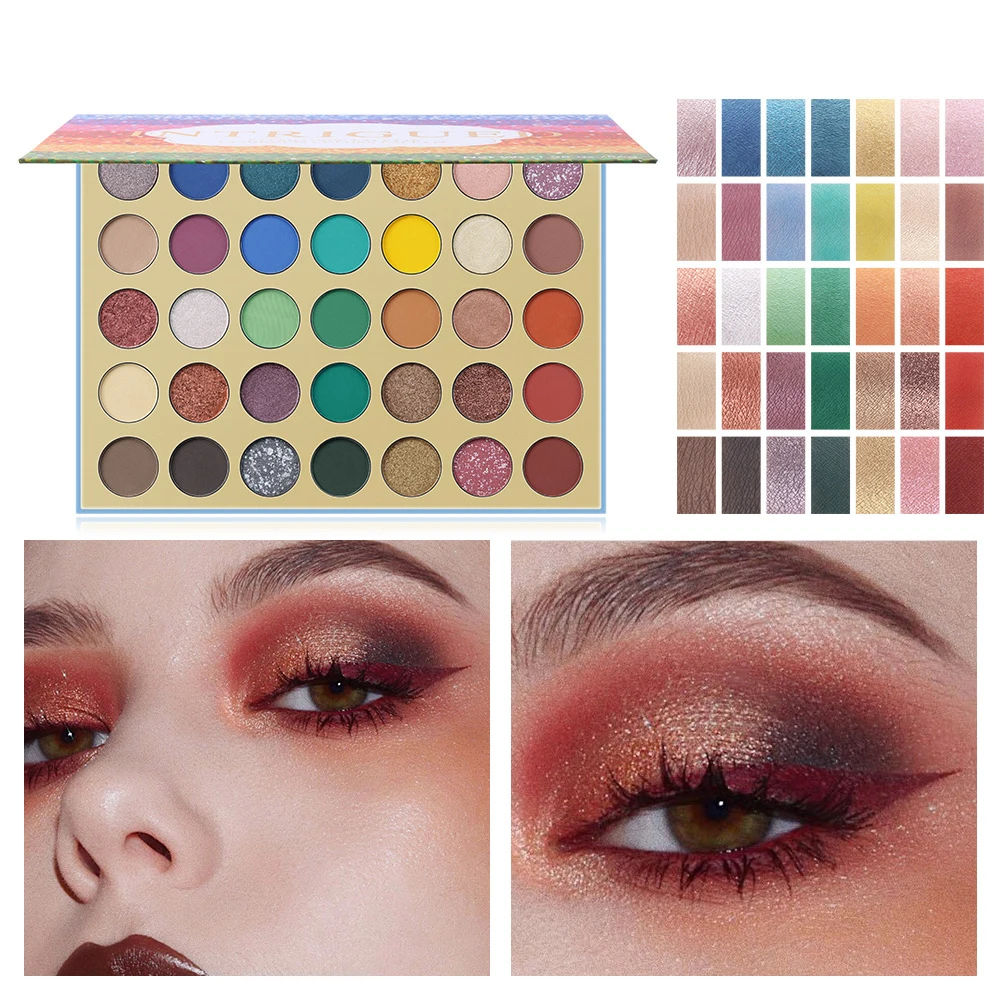 Unique Highly Pigmented 35 Colors Matte Private Label Glitter Eyeshadow Palette