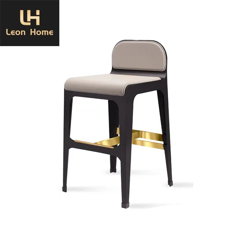 Premium Quality Nubuck Fabric Villa Furniture Luxury Metal Legs Modern Stainless Steel Barstool