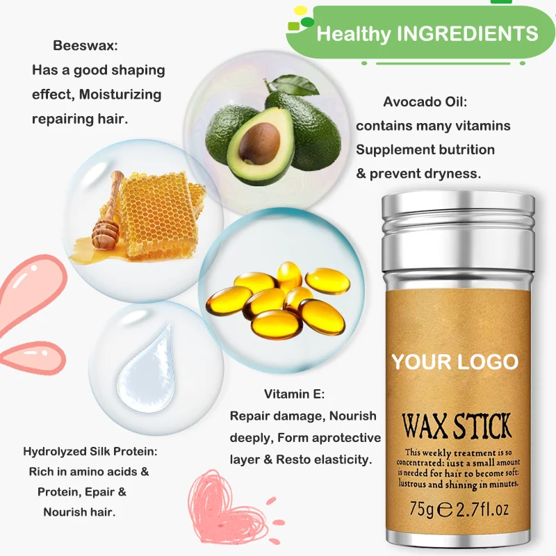 Latest Nourish & Shiny Create Sharp Lines Smooth Frizz Hair Unisex Vitamin E Beeswax Hair Finishing Stick For Broken Hair